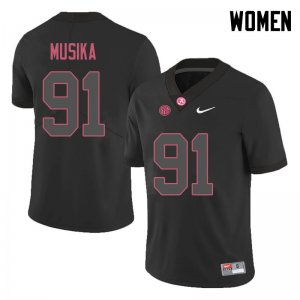 NCAA Women's Alabama Crimson Tide #91 Tevita Musika Stitched College 2018 Nike Authentic Black Football Jersey TU17W81WO